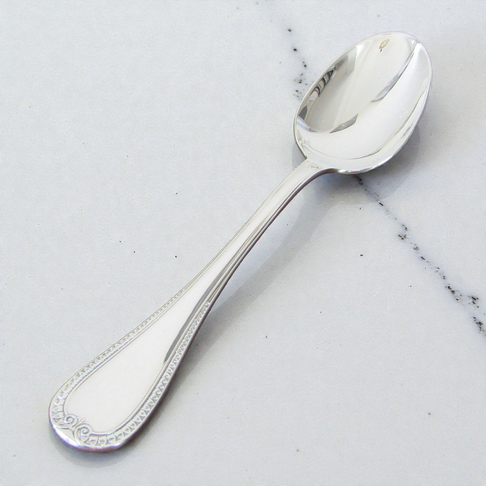 Cuillère à espresso Christofle en métal argenté, modèle Malmaison, 10 cm, décor Empire