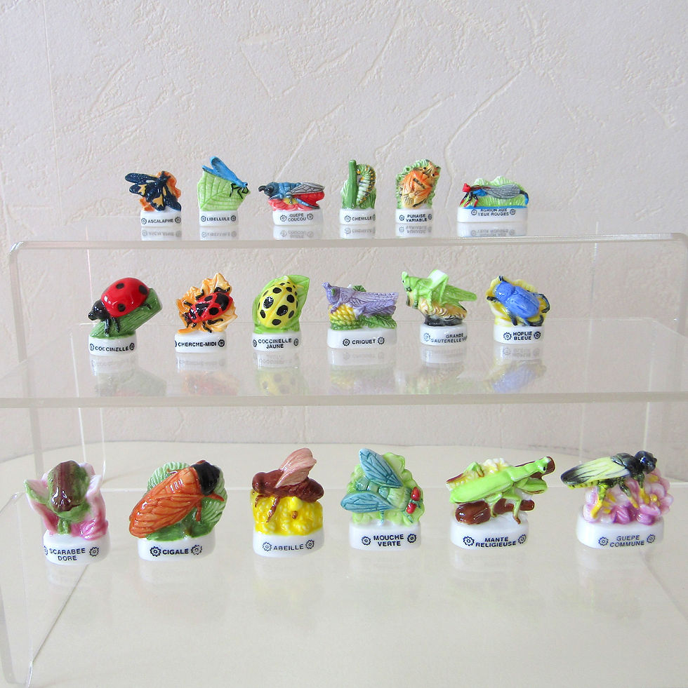 Série Les Insectes – Éditions Atlas – Fèves brillantes en porcelaine – Collection de 18 fèves représentant des insectes