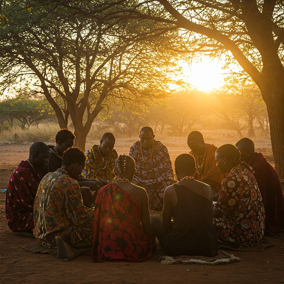 Un groupe de soutien de bien-être comme dans les temps ancien en Afrique .