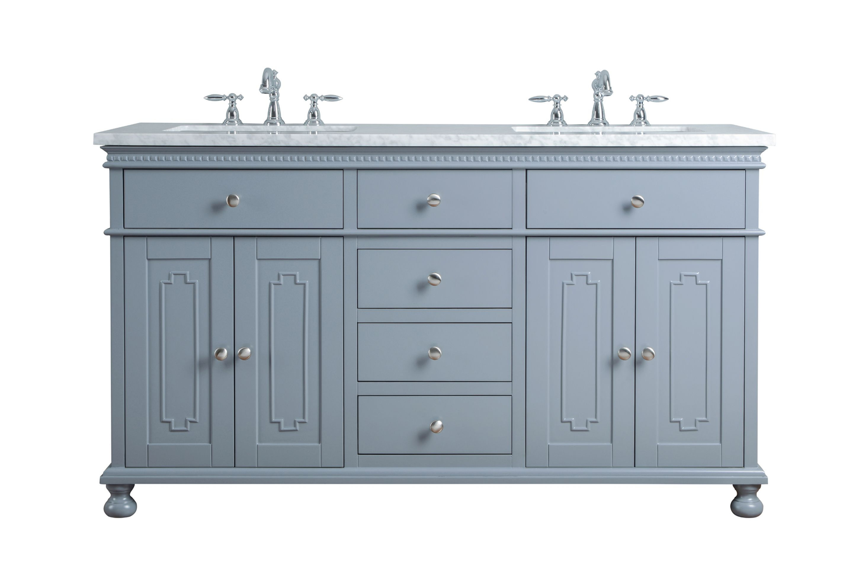 Abigail Embellished 60" Grey Double Sink Vanity
