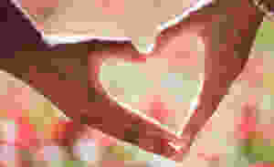 couple holding hands together to make the shape of a heart