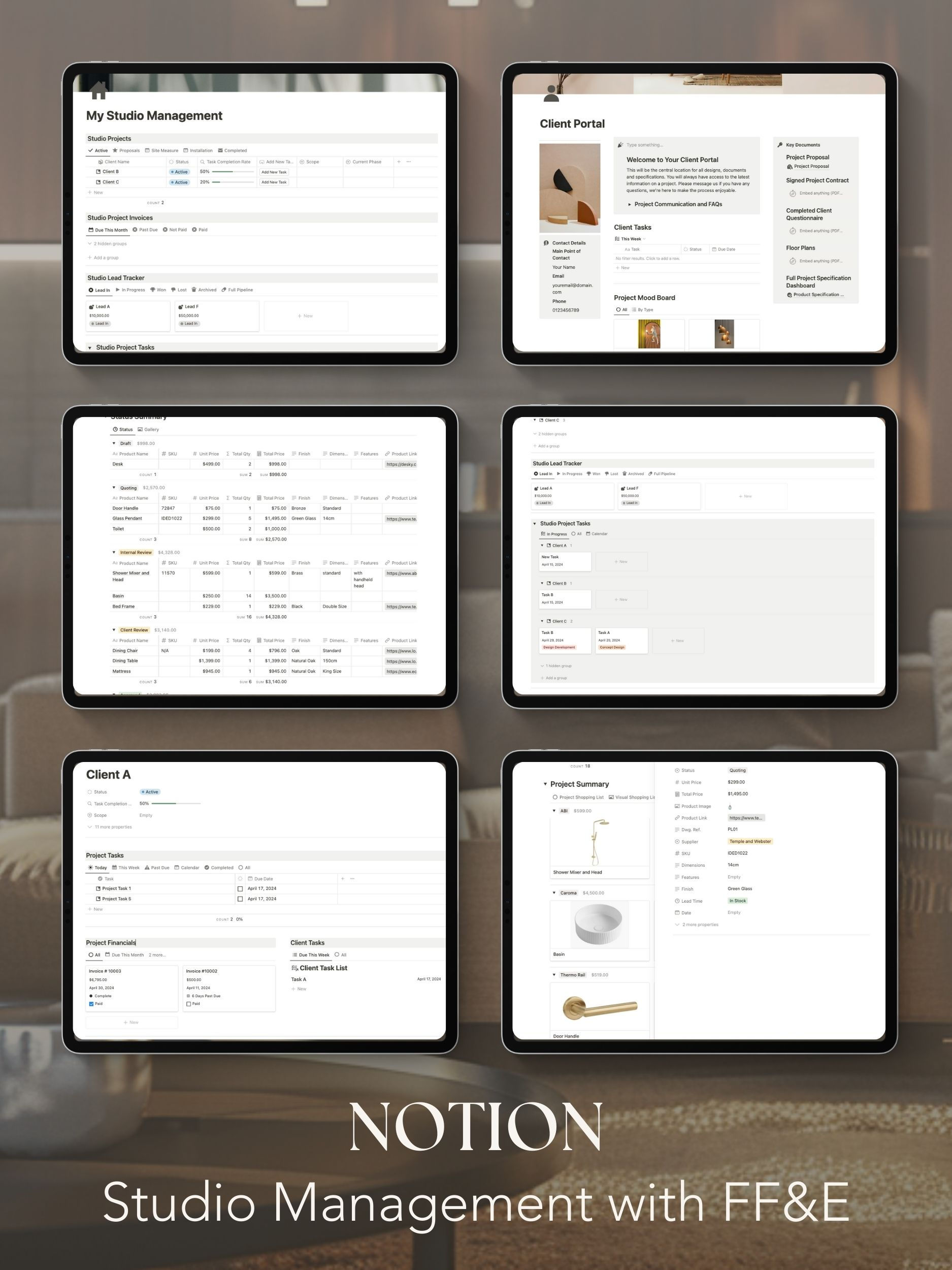 NOTION - Studio Management with FF&E Scheduling
