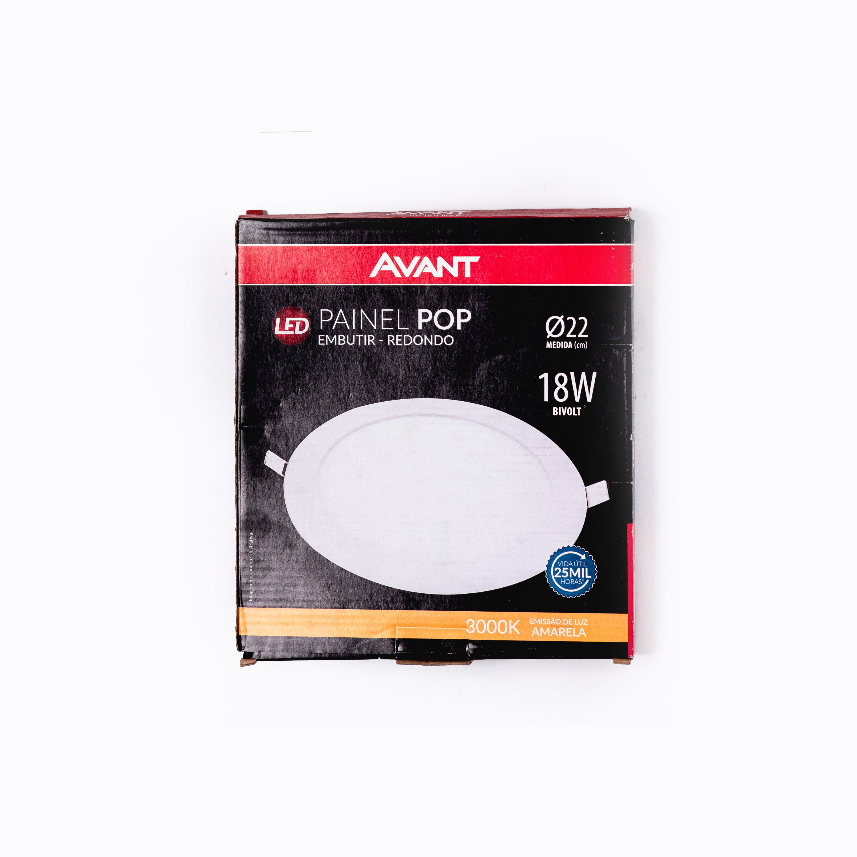 Painel Pop Redondo Embutir LED | 18W | 3000K (Luz Amarela) | Bivolt - AVANT