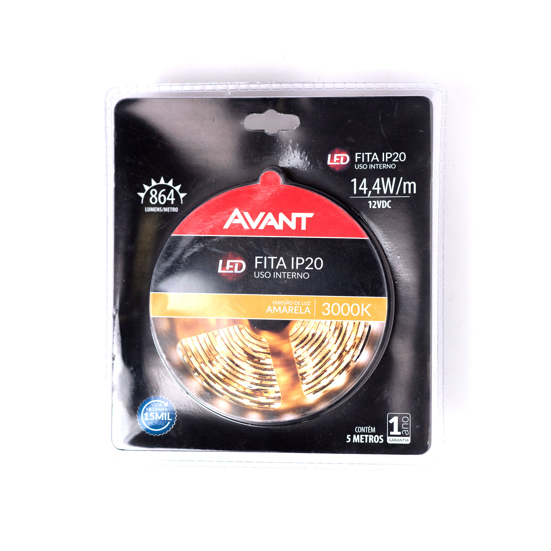 Fita LED Amarela 3000K IP20 5 metros - AVANT