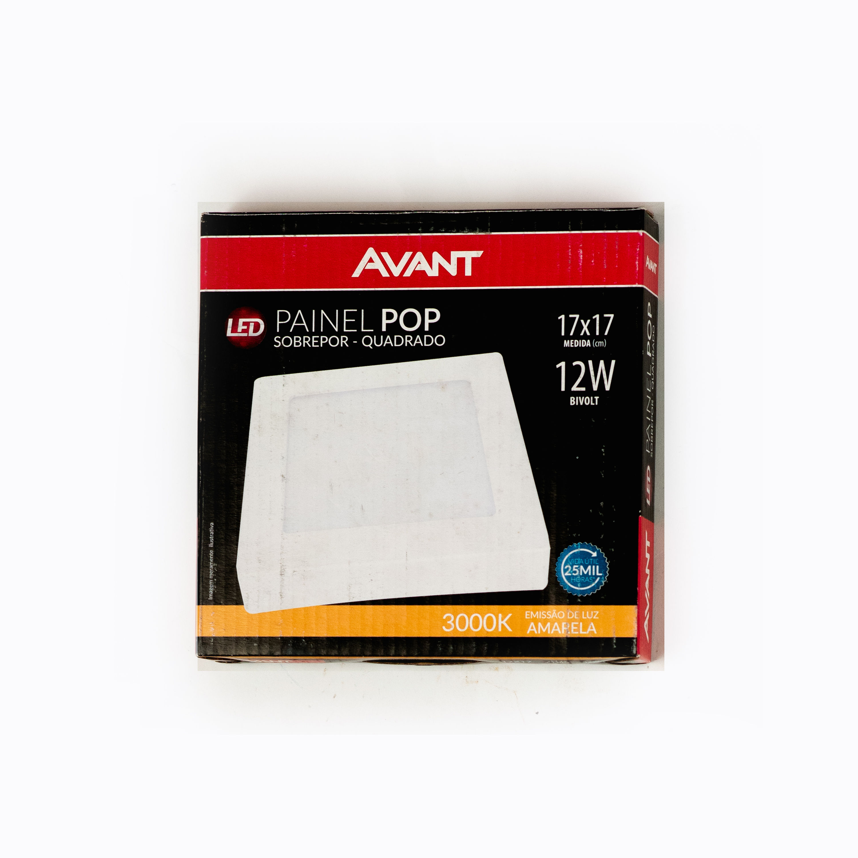 Painel POP LED Quadrado Sobrepor | 12W | 17x17 | 3000K | Bivolt - AVANT