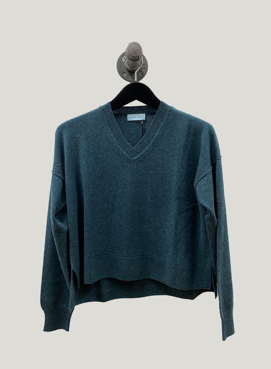 Teal cropped v-neck sweater