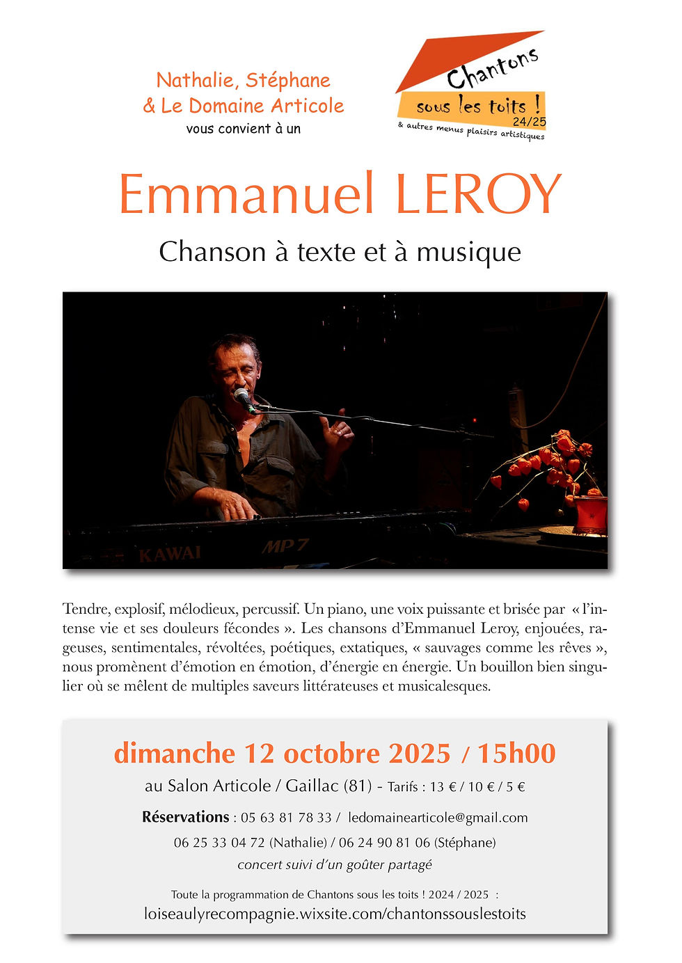 Dimanche  12 octobre 2025 _ 15h00 - Emmanuel LEROY sous le toit du Salon Articole