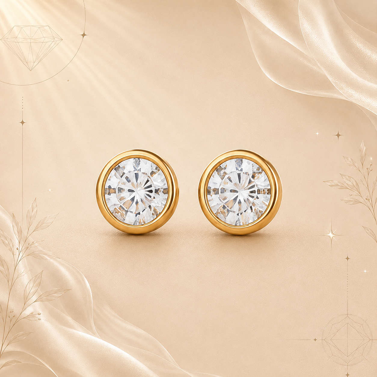 Bezel Round Diamond Studs