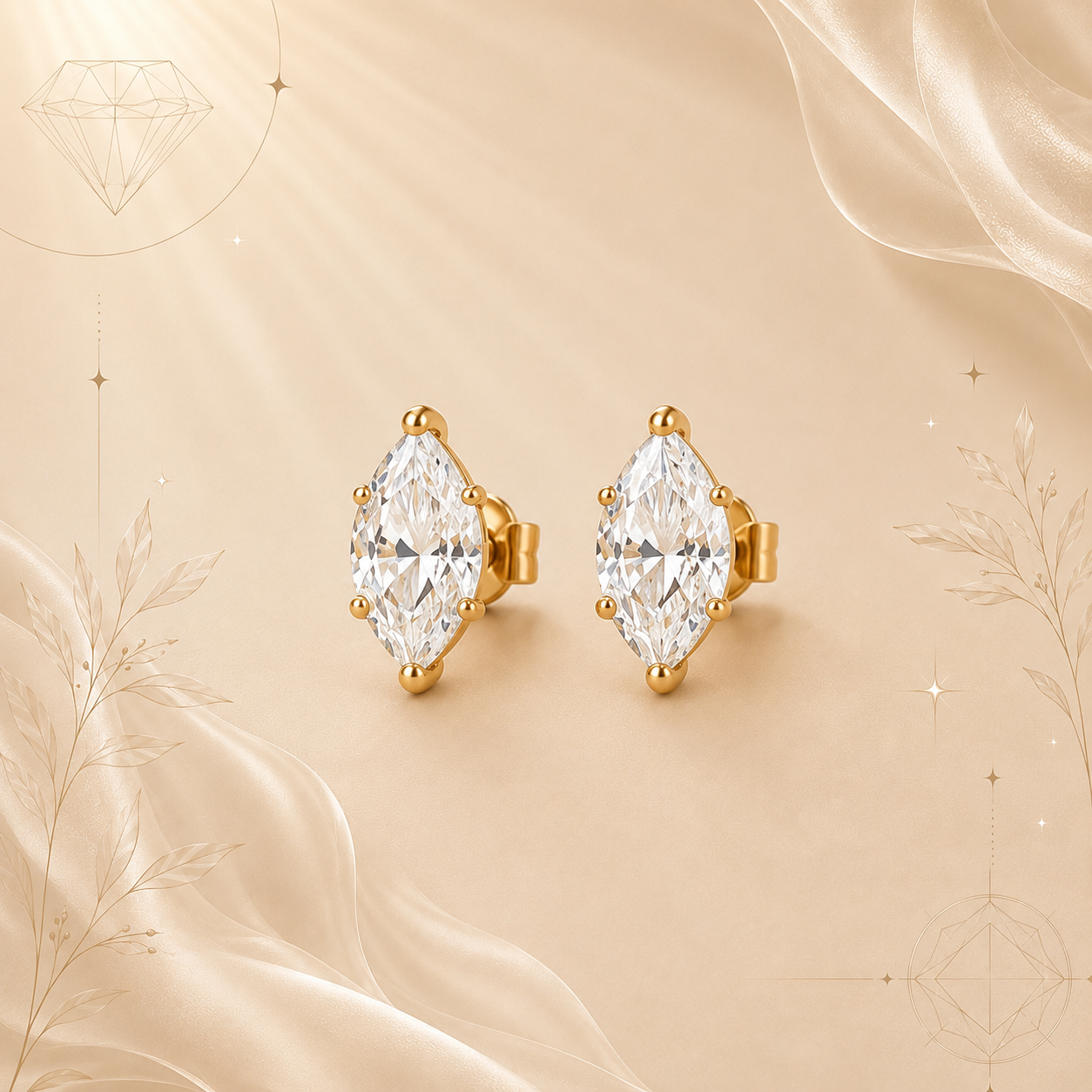Marquise Solitaire Diamond Studs