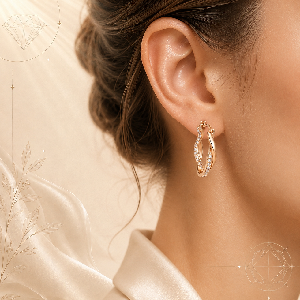 Thumbnail: Elowen Twist Diamond Hoops