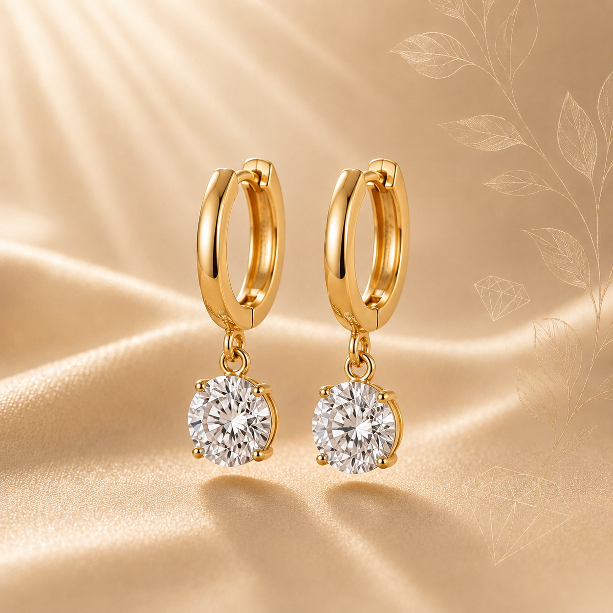Round Drop Diamond Earrings