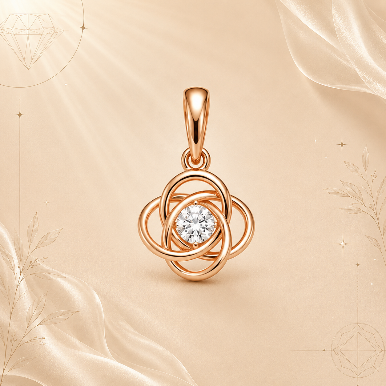 Twisted Orbit Diamond Pendant