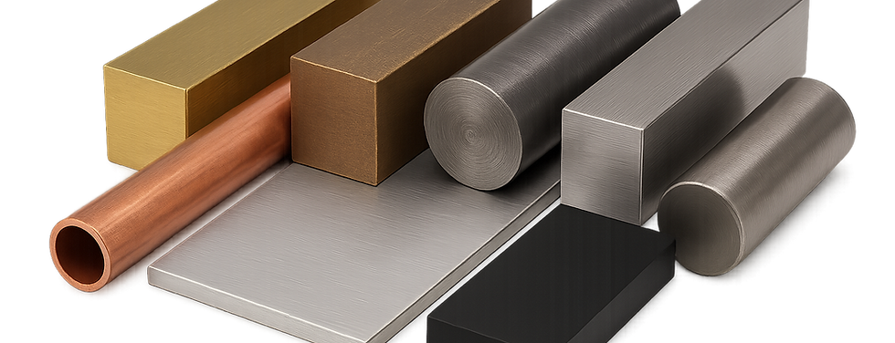 Messing; Kupfer; Aluminium; Stahl; Titan; Kunststoff; Speziallegierungen