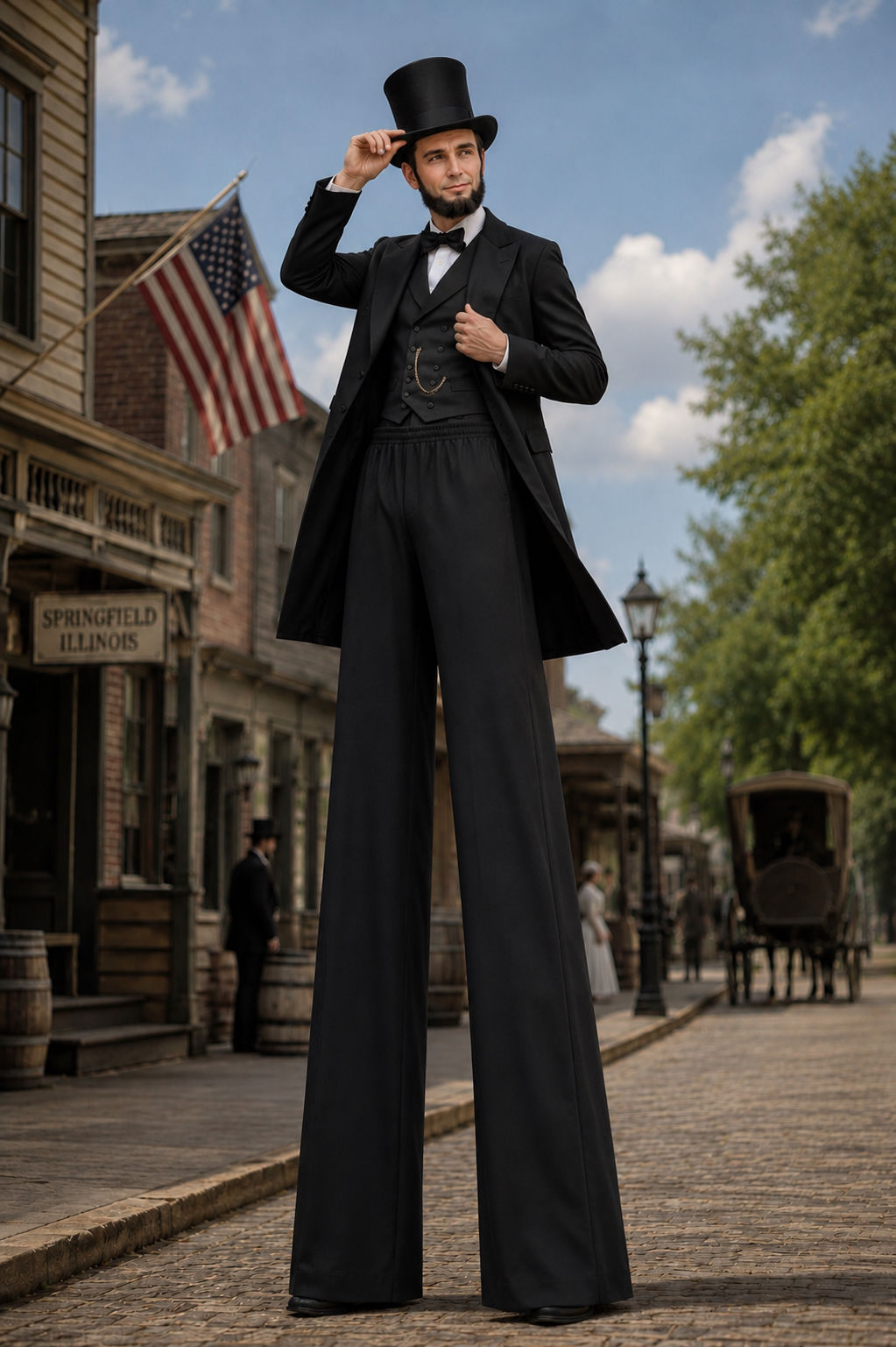 Premium Abraham Lincoln Stilt Walker Costume