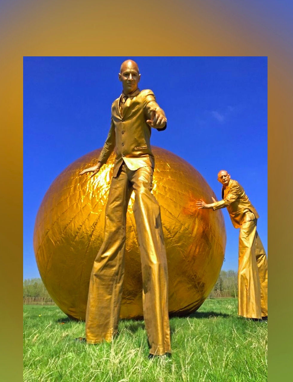 Mens zentai golden Stilt walkers suit costume