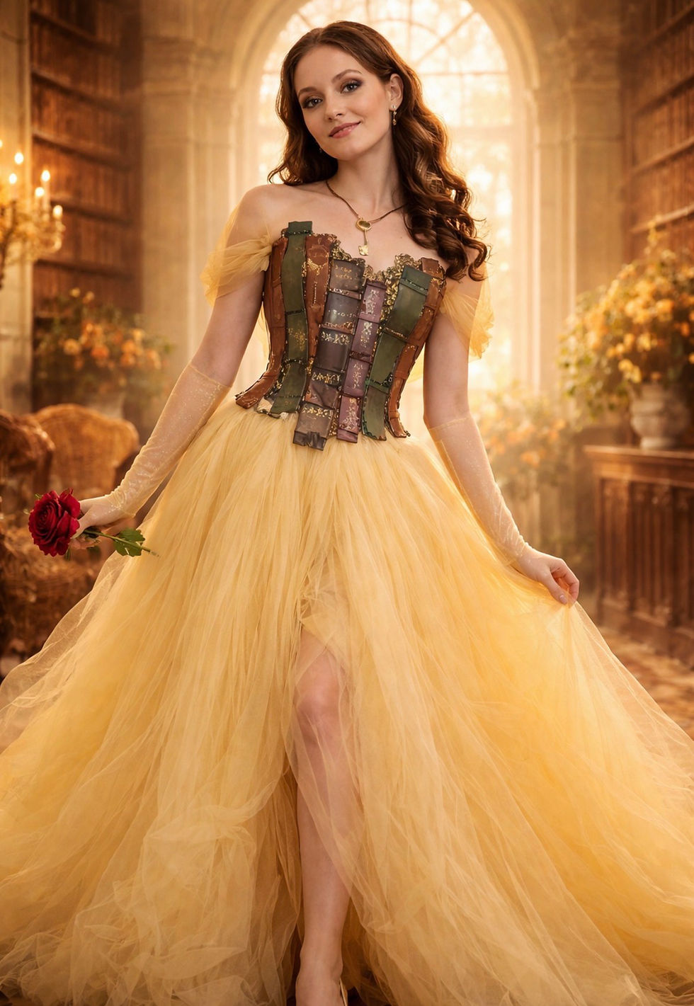 Thumbnail: Book Corset Fantasy Princess Dress – Storybook Beauty Gown, Fairytale Costume 