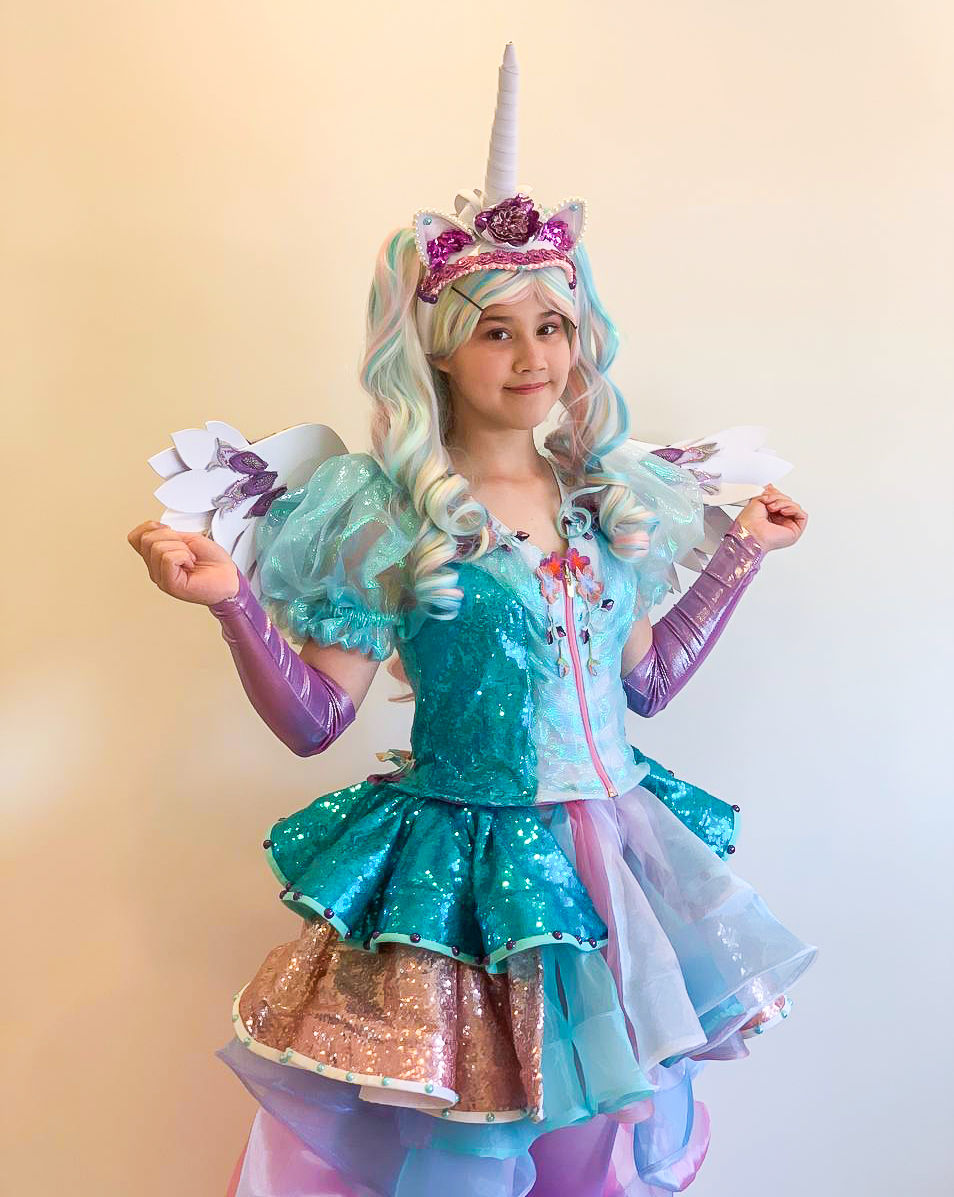 Thumbnail: Rainbow Unicorn costume with wings. Character Halloween costume 