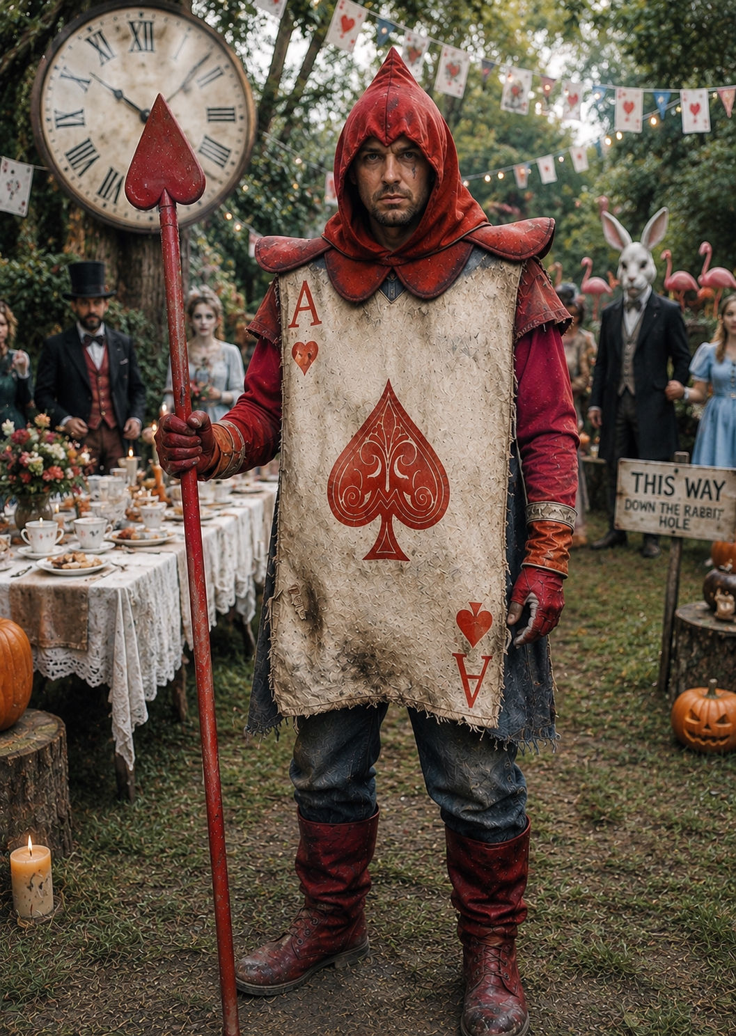 Halloween Ace Card Costume for Men, Wonderland Playing Card Costume, Fantasy Cha