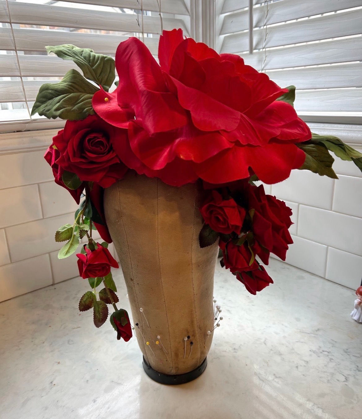 Red Rose Floral Headpiece for Showgirls, Performers, Parades and Events