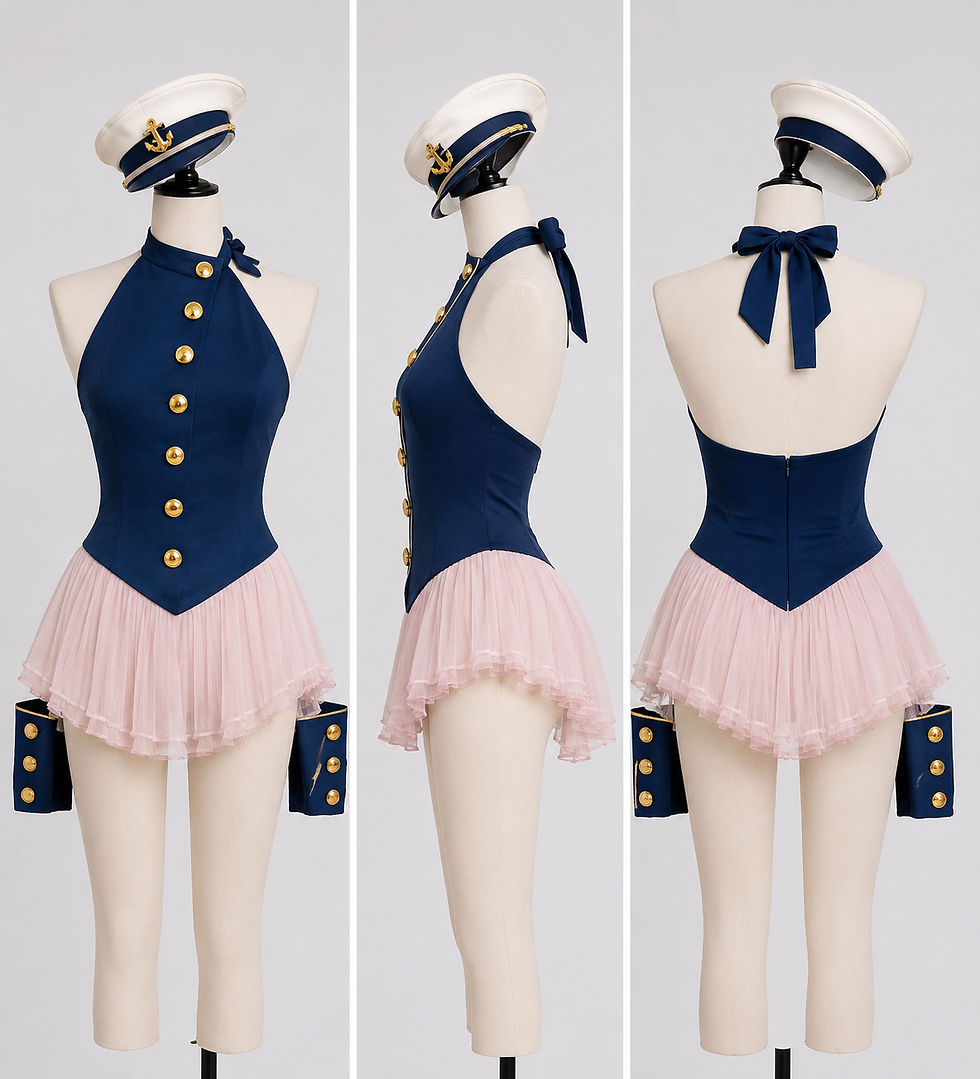 Thumbnail: Vintage Sailor Pin-Up Costume with Ruffle Skirt