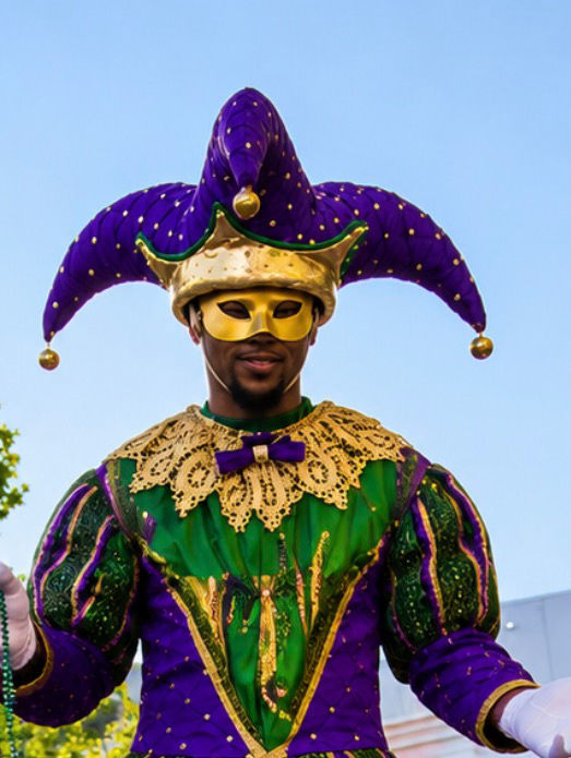 Venetian Carnival Jester Stilt Walker Costume – Mardi Gras Parade Performer