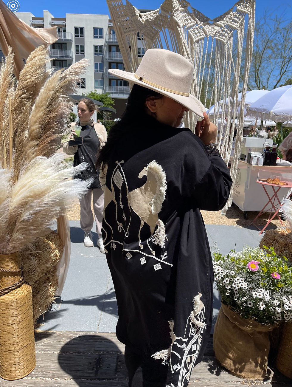 Miniatura: Boho Western Genuine Leather Horse Kimono – Handmade Patchwork Fringe Jacket