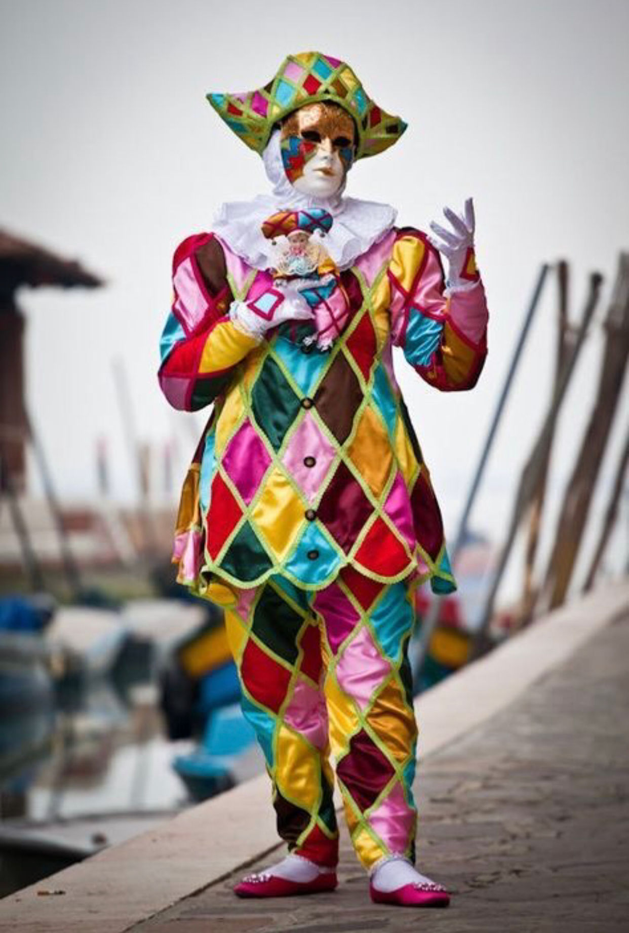 Jester costume. Venice Carnival Circus Costume