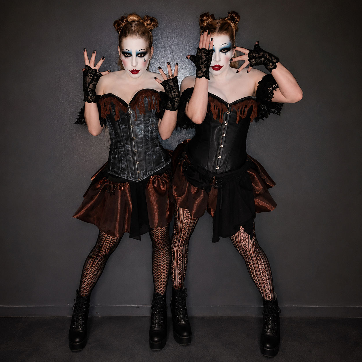 Gothic Victorian Corset Set – Dark Circus Burlesque Costume, Halloween, Cosplay,