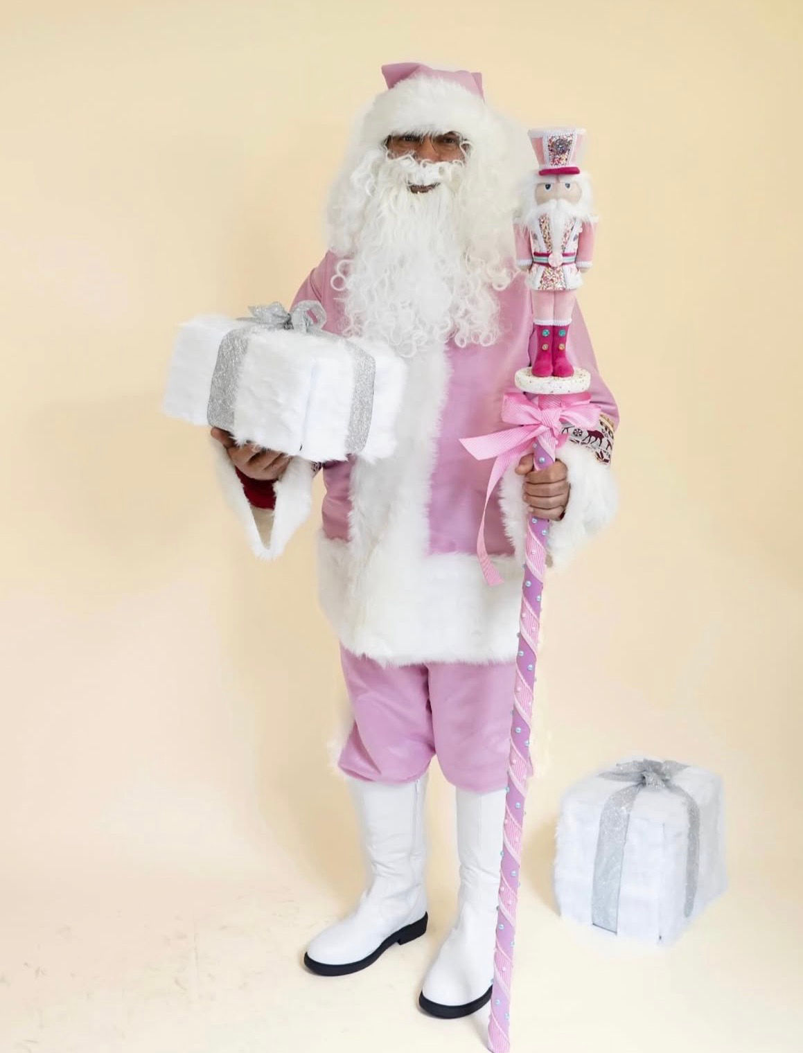 Rental Pink Santa Claus Costume – Christmas Santa Suit – Holiday Performer Outfi
