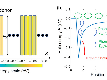 Quantum modeling of electron-hole dissociation at the donor-acceptor interface in an organic solar cell