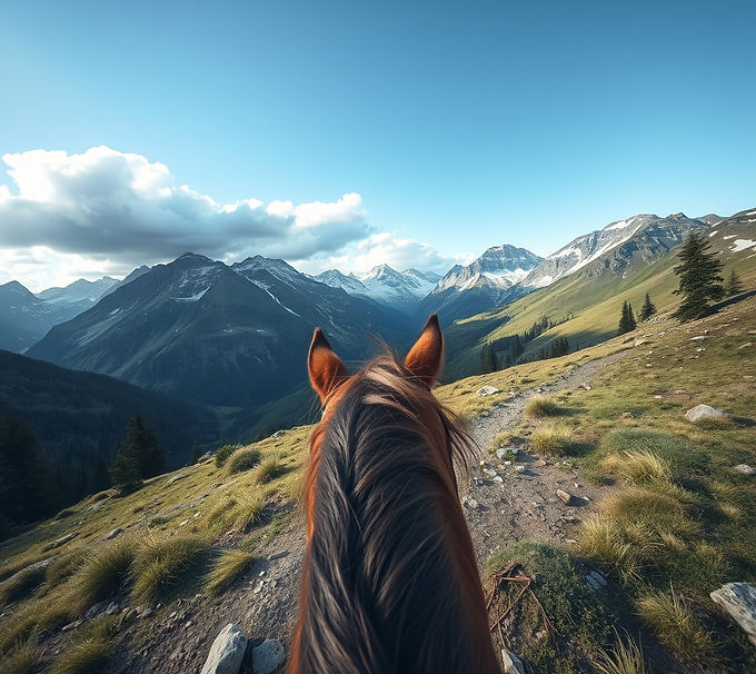 a horse in the mountains, first person perspective.jpg