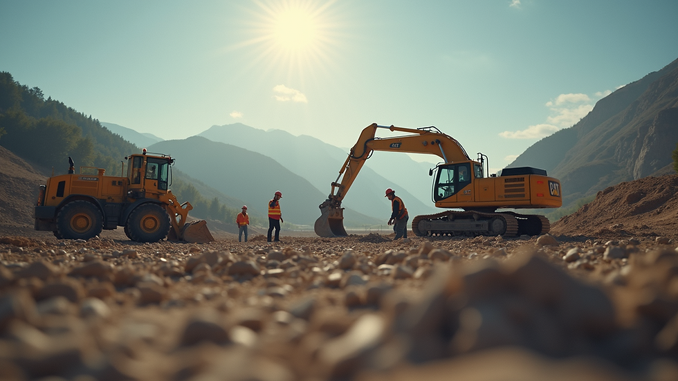 Eye-level view of a construction site with workers and equipment