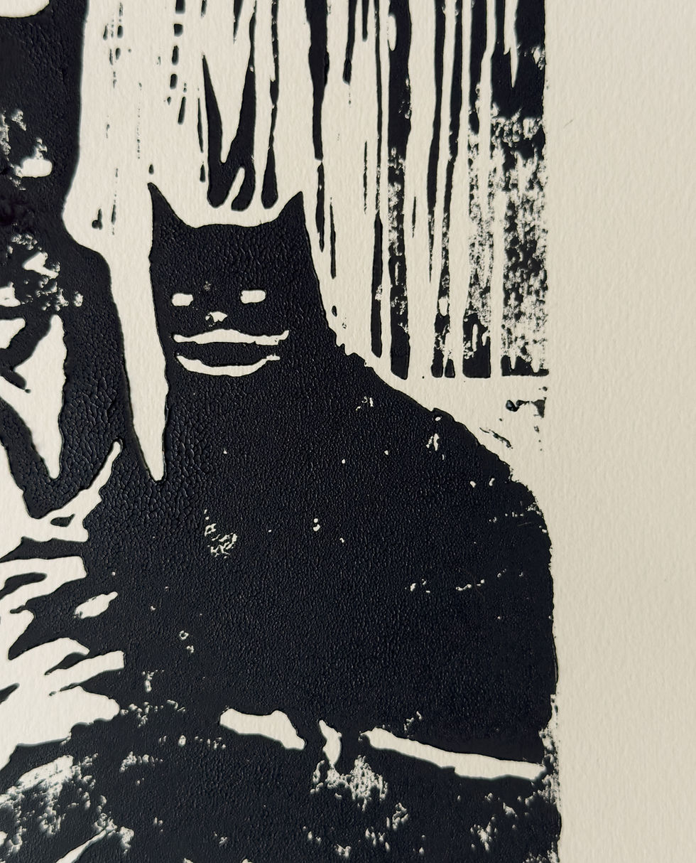 Thumbnail: 'Black Lonely Sunrise'   Linocut print on paper 1/1