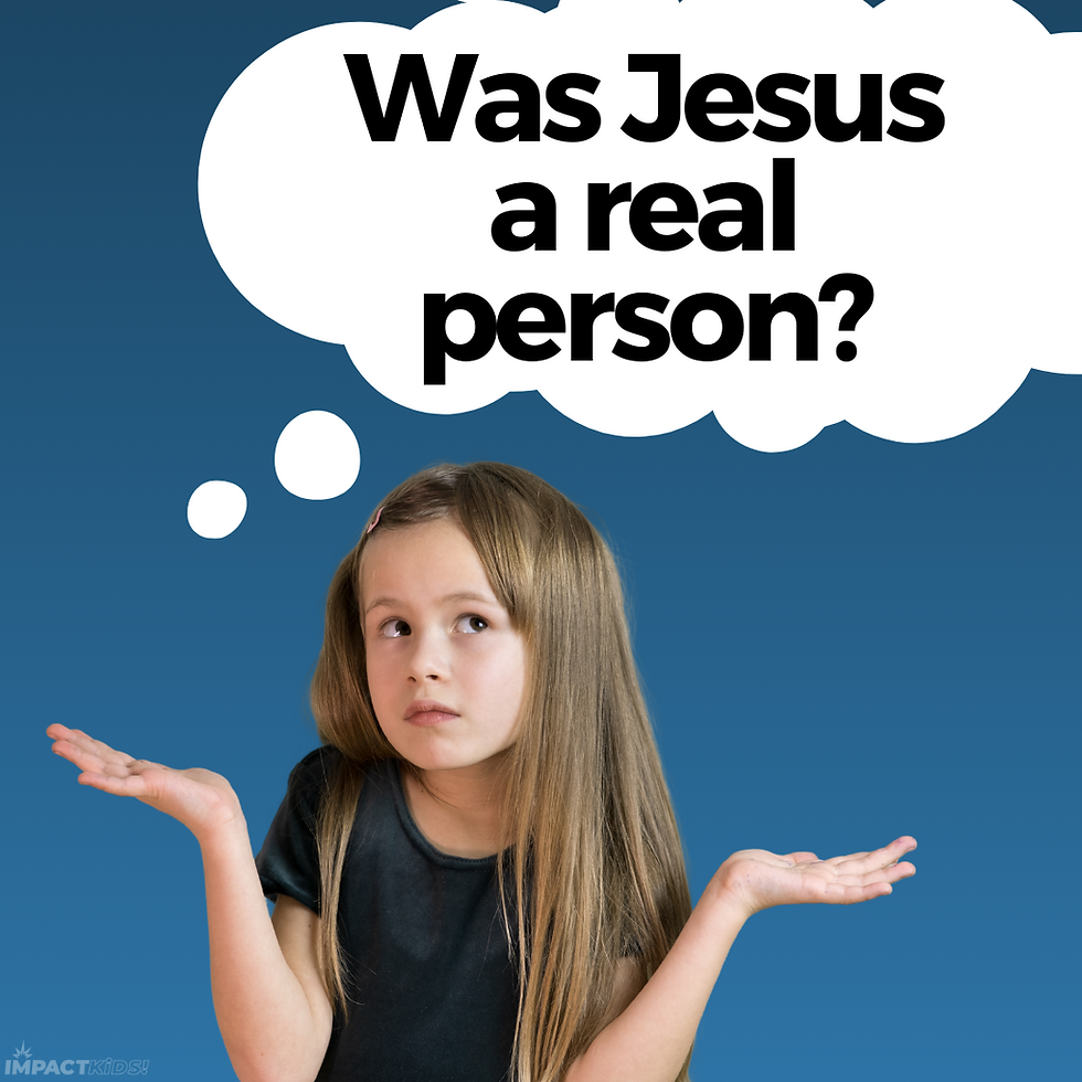 Thumbnail: A girl holds up her hands asking a question that is visible in thought bubble overhead: Was Jesus a real person?