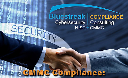 Bluestreak Compliance logo and security handshake