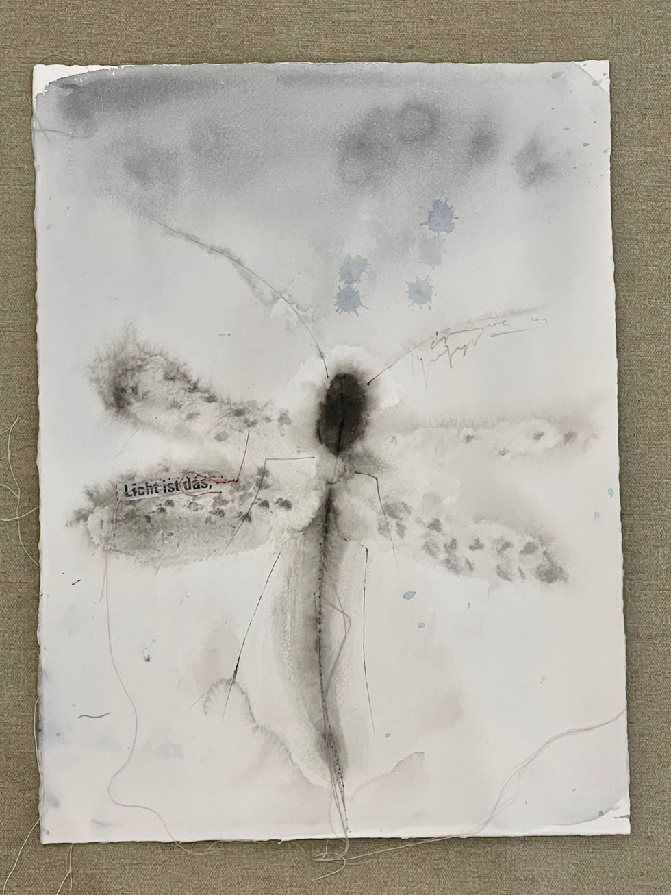 Mixed Media Ink, watercolor collage Drawing on handmade Hahnemühle cotton and japanese Paper