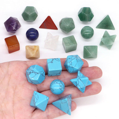 7Pcs Platonic Solid Sacred Stones Set - Natural Semi-Precious