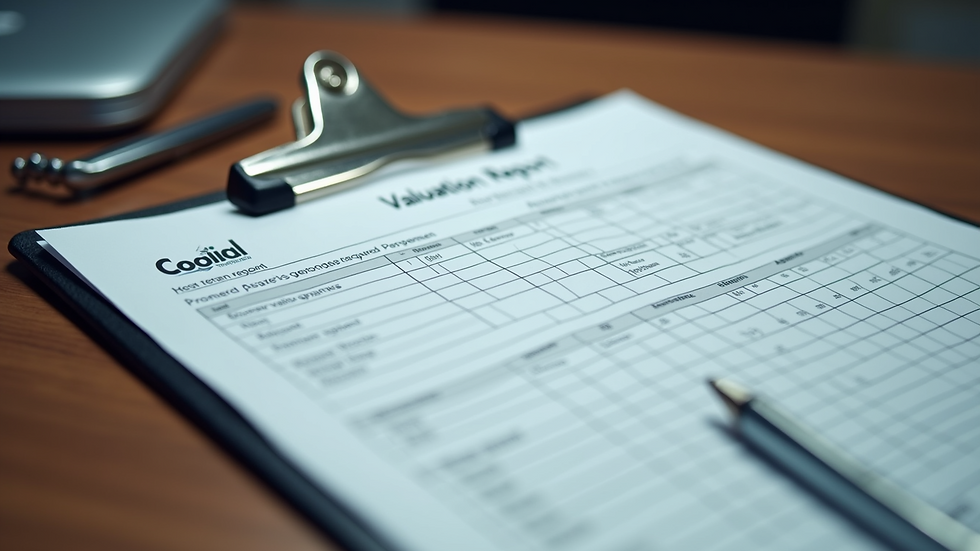 Close-up view of a vehicle valuation report on a clipboard