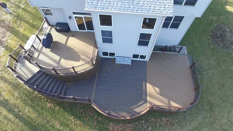 Overview of a multi-color deck with custom design.