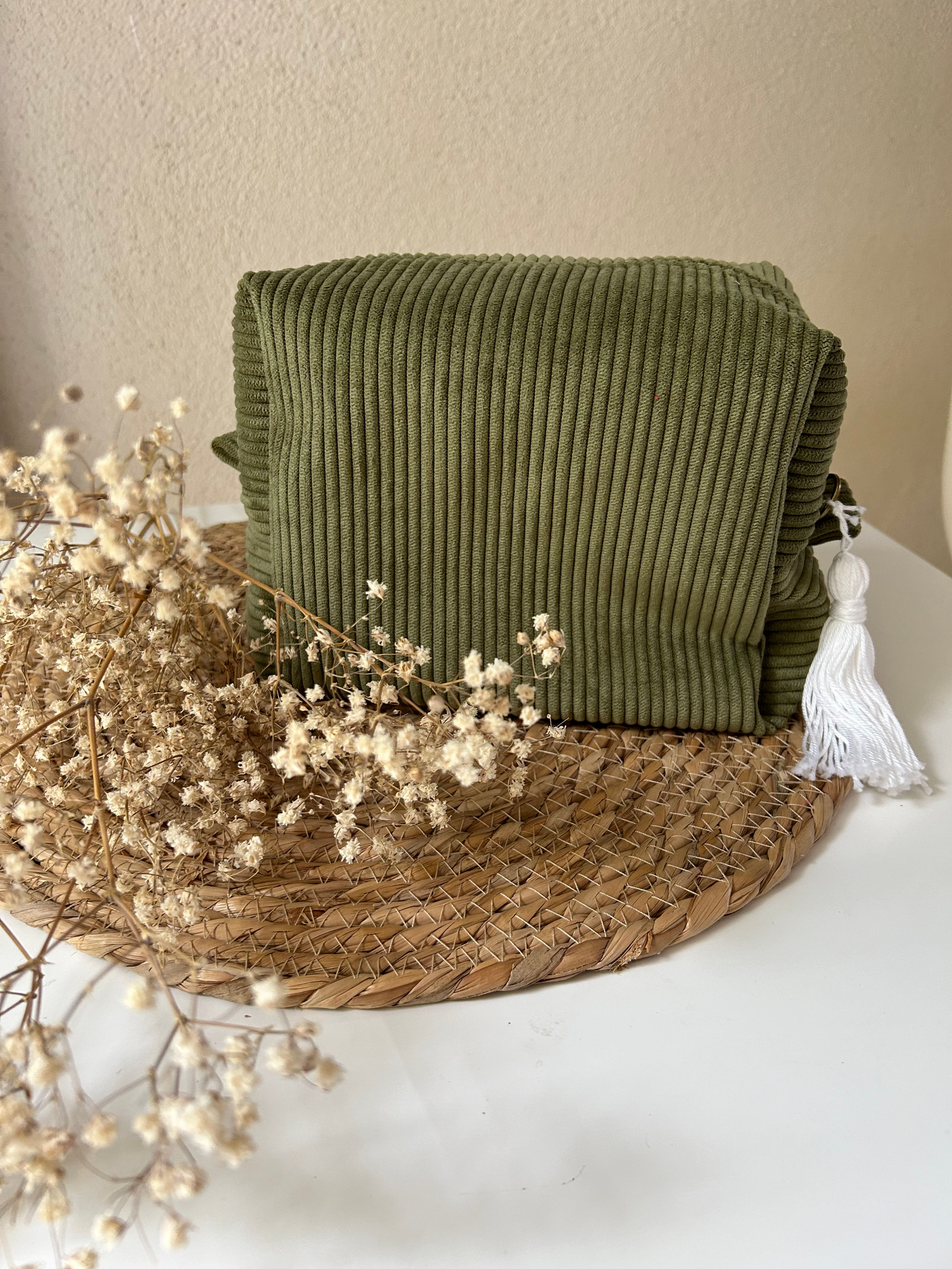 Pochette de rangement velours côtelé personnalisée gaze de coton