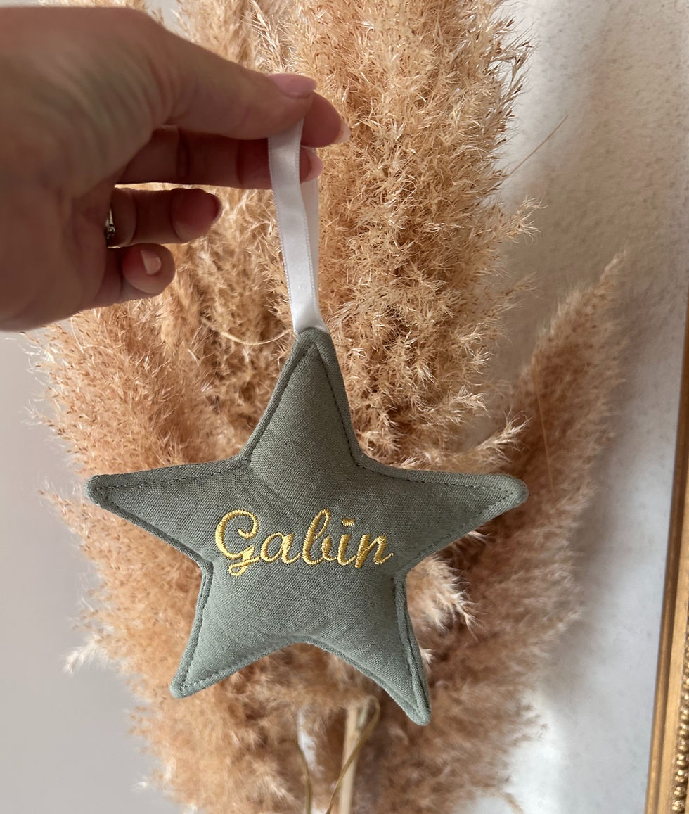 Etoile de Noël en Double Gaze de Coton – Personnalisé avec le prénom