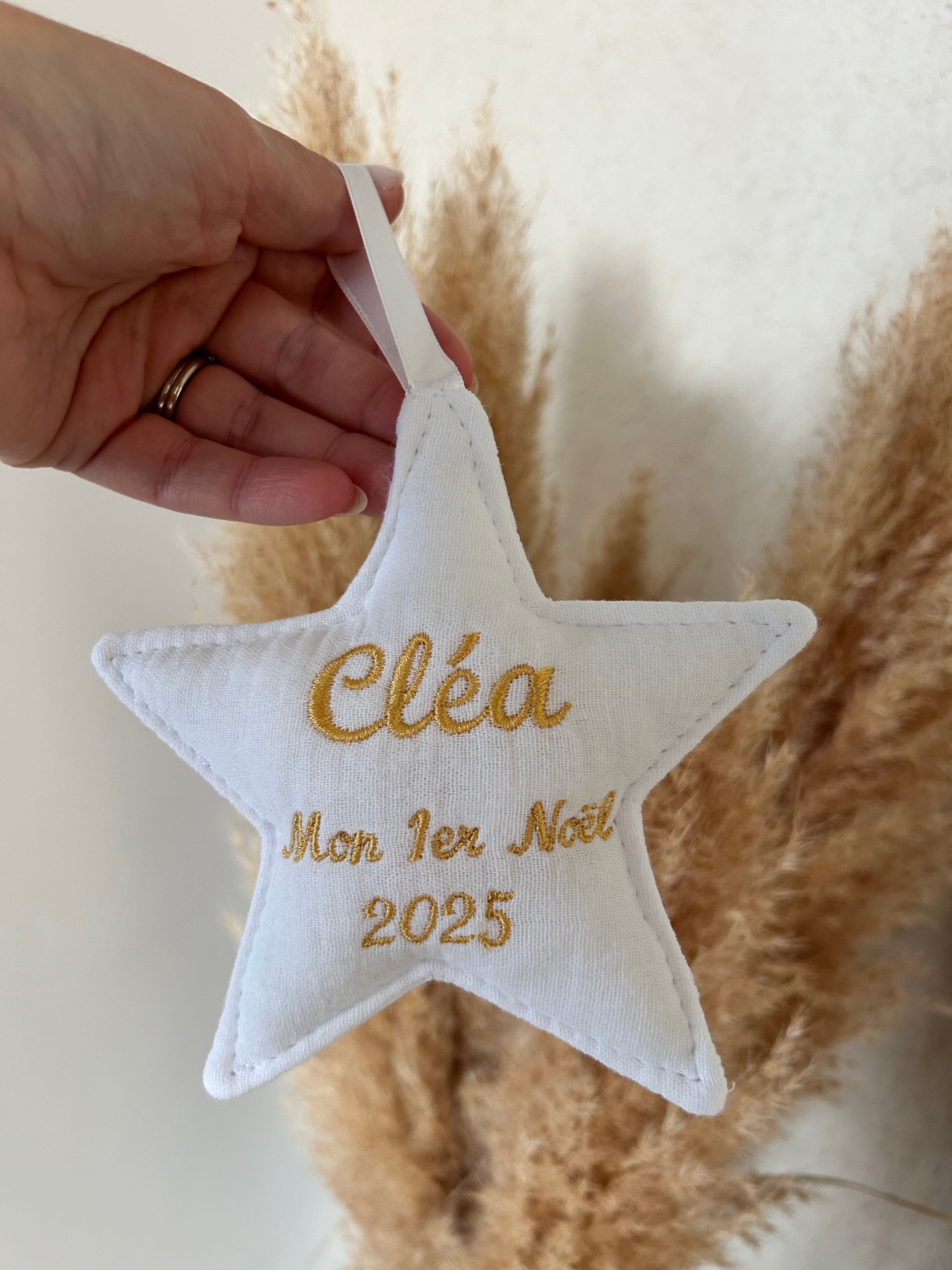 Etoile de Noël en Double Gaze de Coton – Personnalisé avec Broderie