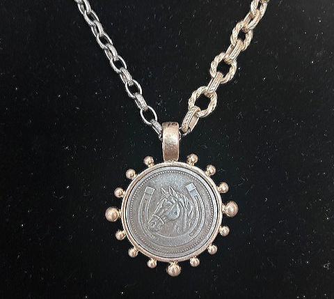 Thumbnail: Mixed Metal Horse Coin Necklace