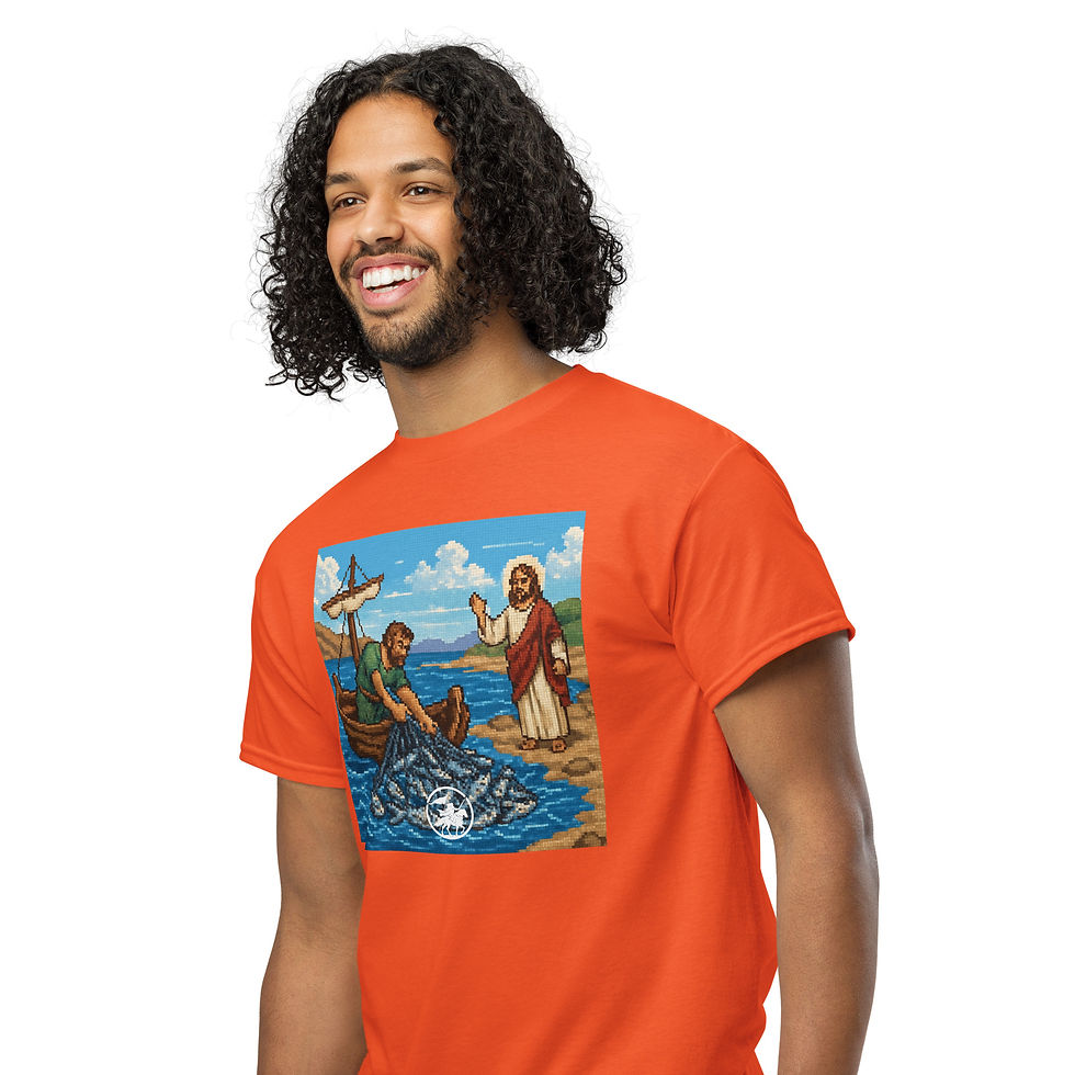Thumbnail: Peter pulling net full of fish from sea | DryBlend® tshirt