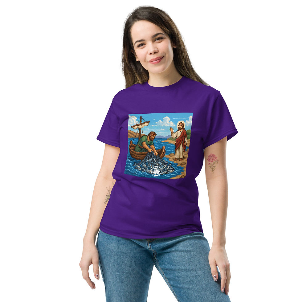 Thumbnail: Peter pulling net full of fish | Unisex Classic T-shirt
