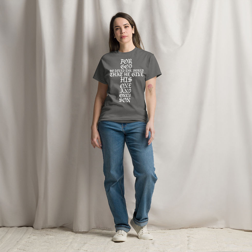 Thumbnail: Cross shaped of Text (White) - Unisex Classic T-shirt
