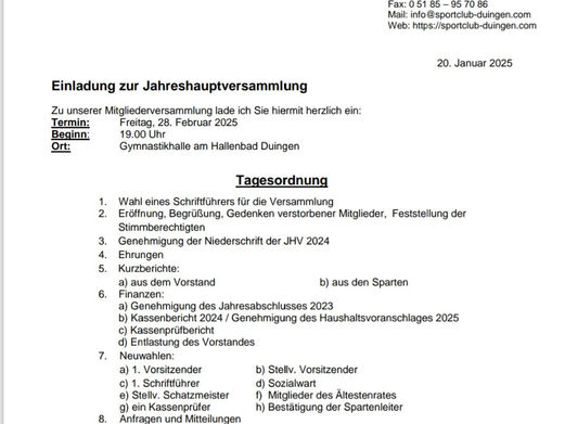 Jahreshauptversammlung 2025