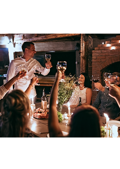People celebrating with wine