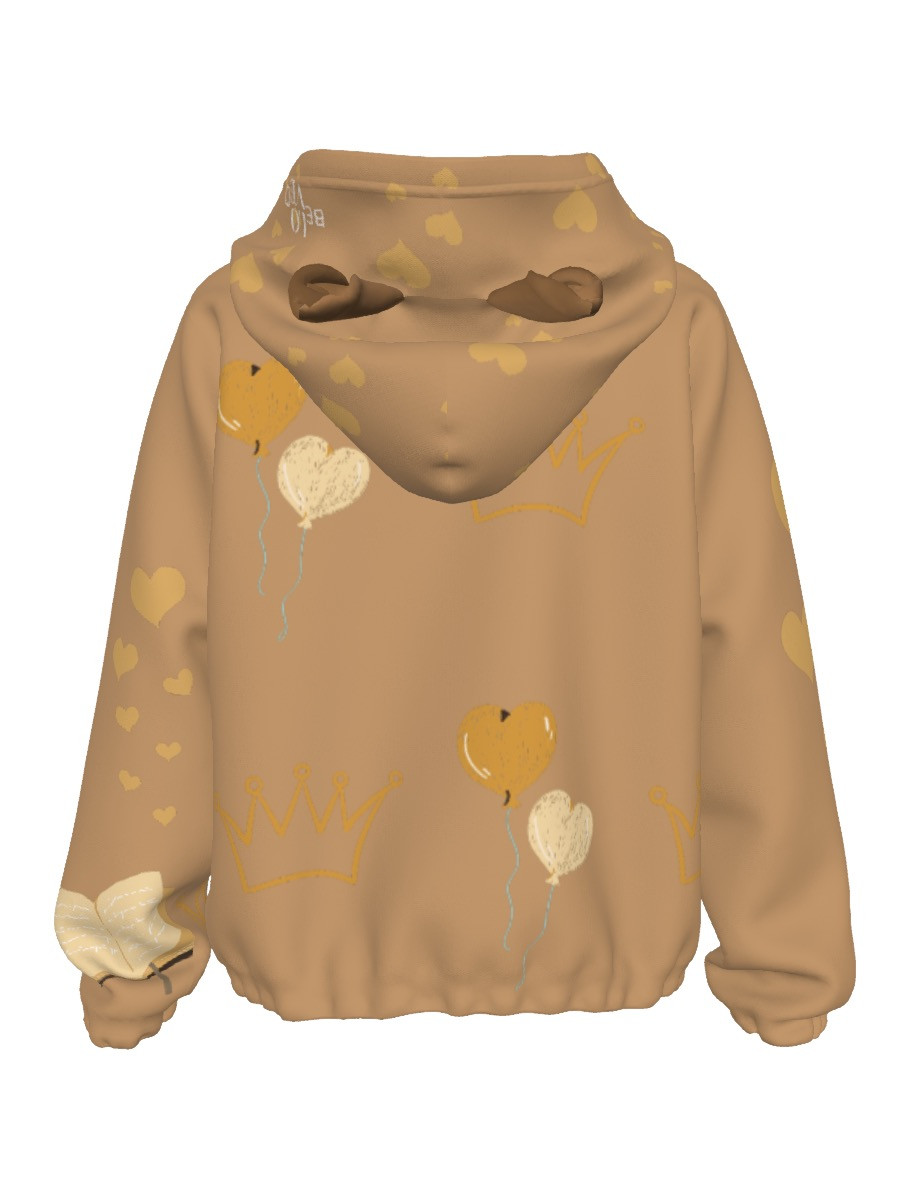 Tan jacket with a hood and ears, Beloved Kid’s Borg Fleece Sweatshirt With Ear.