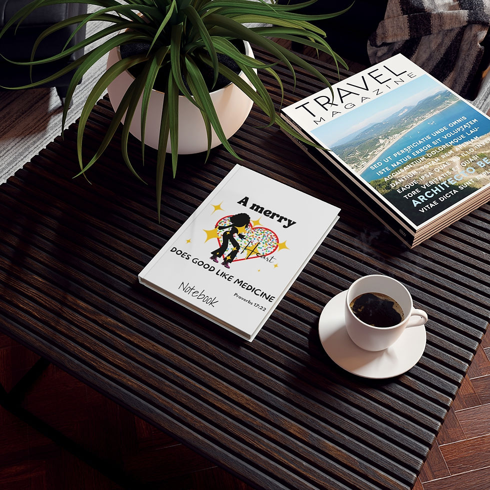 Coffee cup and magazines on a table with a small plant